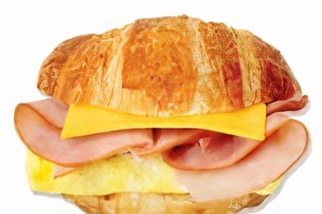 Order 81. Ham, Egg, and Cheese Sandwich on a Croissant food online from Lee Sandwiches store, San Jose on bringmethat.com