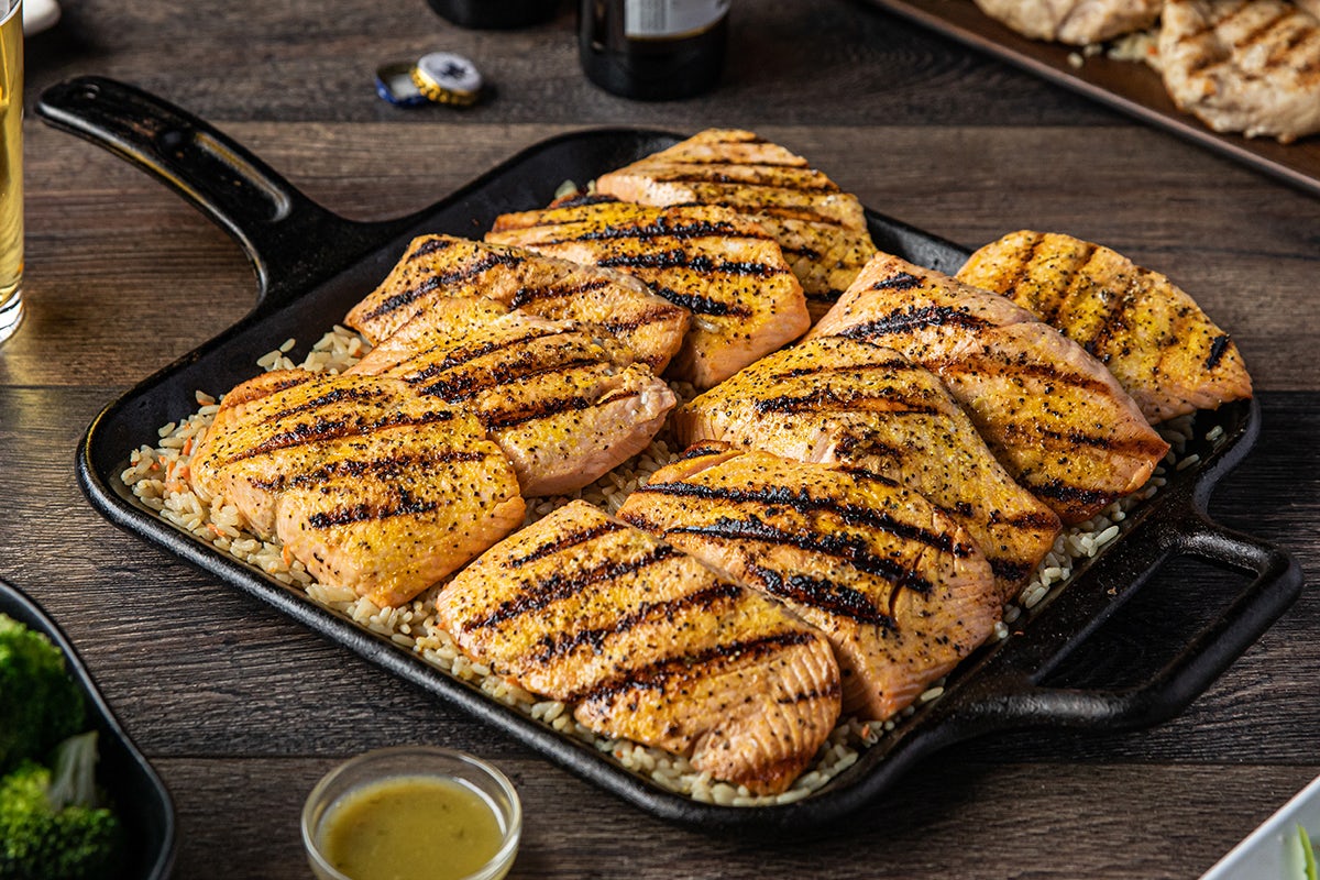 Order Party Pack Mesquite Wood-Grilled Salmon food online from Logan's Roadhouse store, Lexington on bringmethat.com