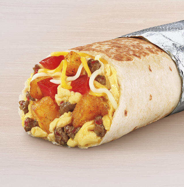 Order Grande Toasted Breakfast Burrito Sausage food online from Taco Bell store, Chula Vista on bringmethat.com