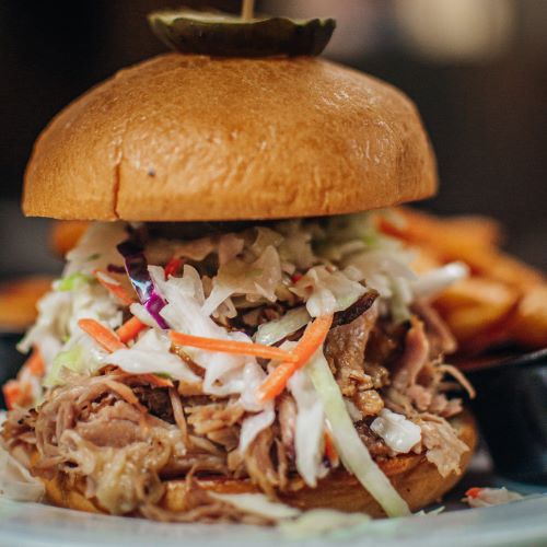 Order Pulled Pork Sandwich food online from Pbody store, Clarksville on bringmethat.com