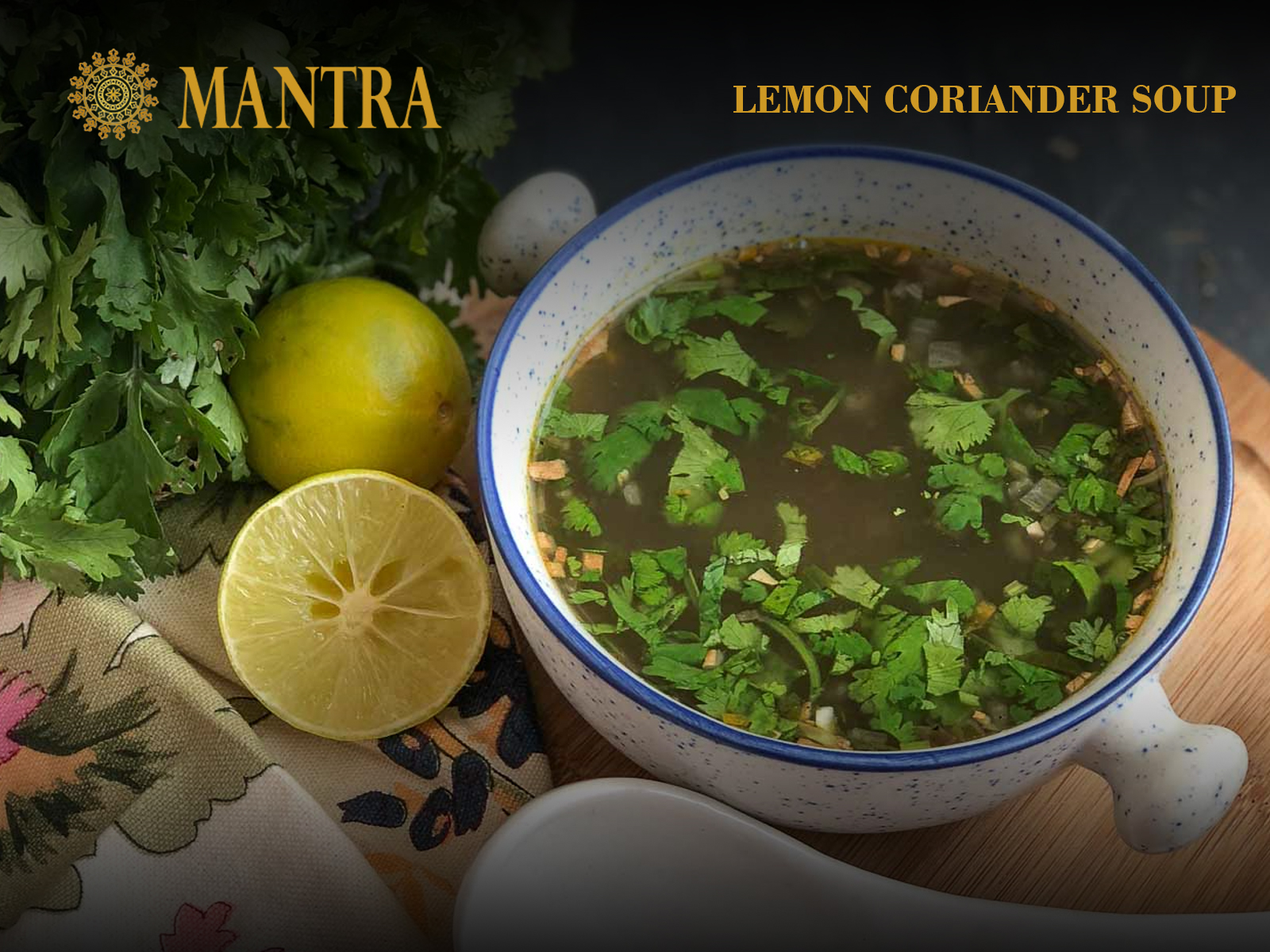 Order Lemon Coriander Soup food online from Mantra Authentic Indian Restaurant store, Jersey City on bringmethat.com