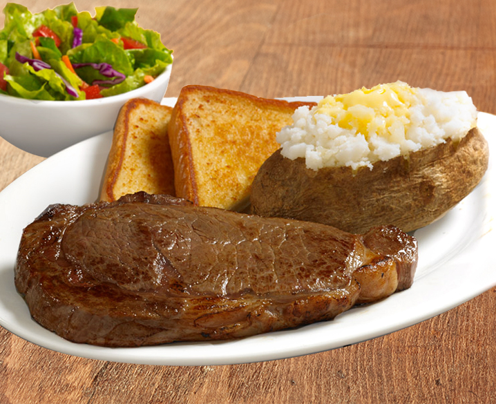 Order Ribeye Steak (8 oz.) Dinner Platter food online from Huddle House store, Austin on bringmethat.com