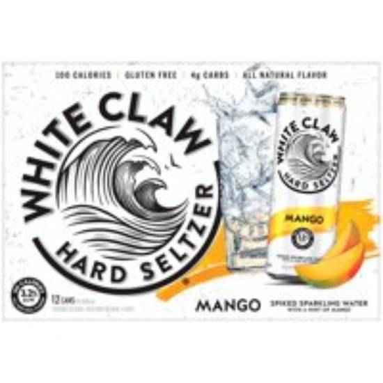 Order White Claw Mango 12 pack cans 12oz. food online from Round Up Liquor & Grocery store, Wildomar on bringmethat.com