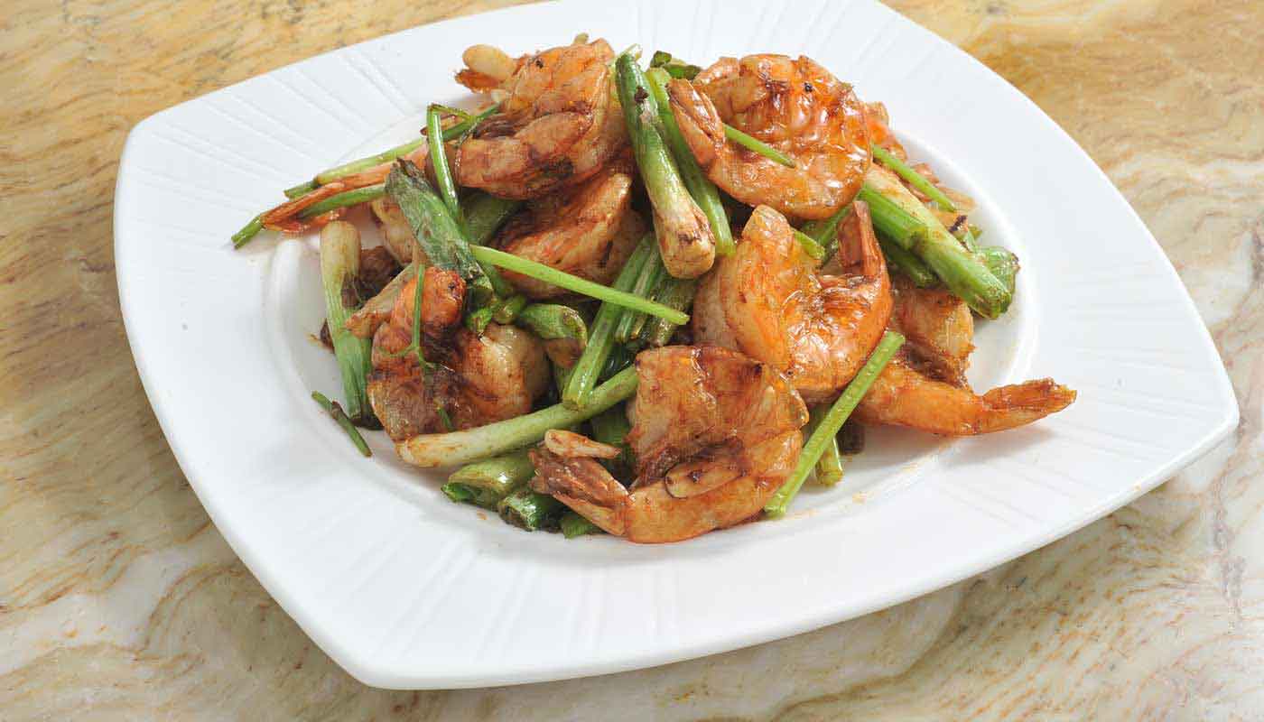 Order G39. Stir-Fried Prawn with Scallion (蔥爆蝦碌) food online from Happy Harbor Cuisine store, Alhambra on bringmethat.com