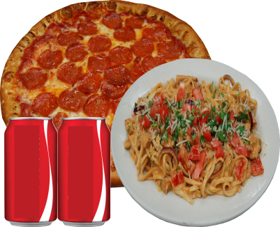 Order # 4. Medium 1-Topping Pizza, 1- Pasta of your choice Special food online from Pizza di Marco 2 store, Santa Clarita on bringmethat.com