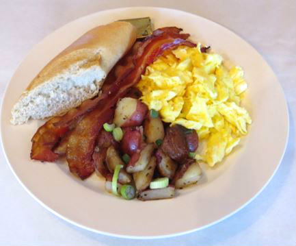 Order 2 Eggs any Style with Bacon food online from Champagne Bakery store, Encinitas on bringmethat.com