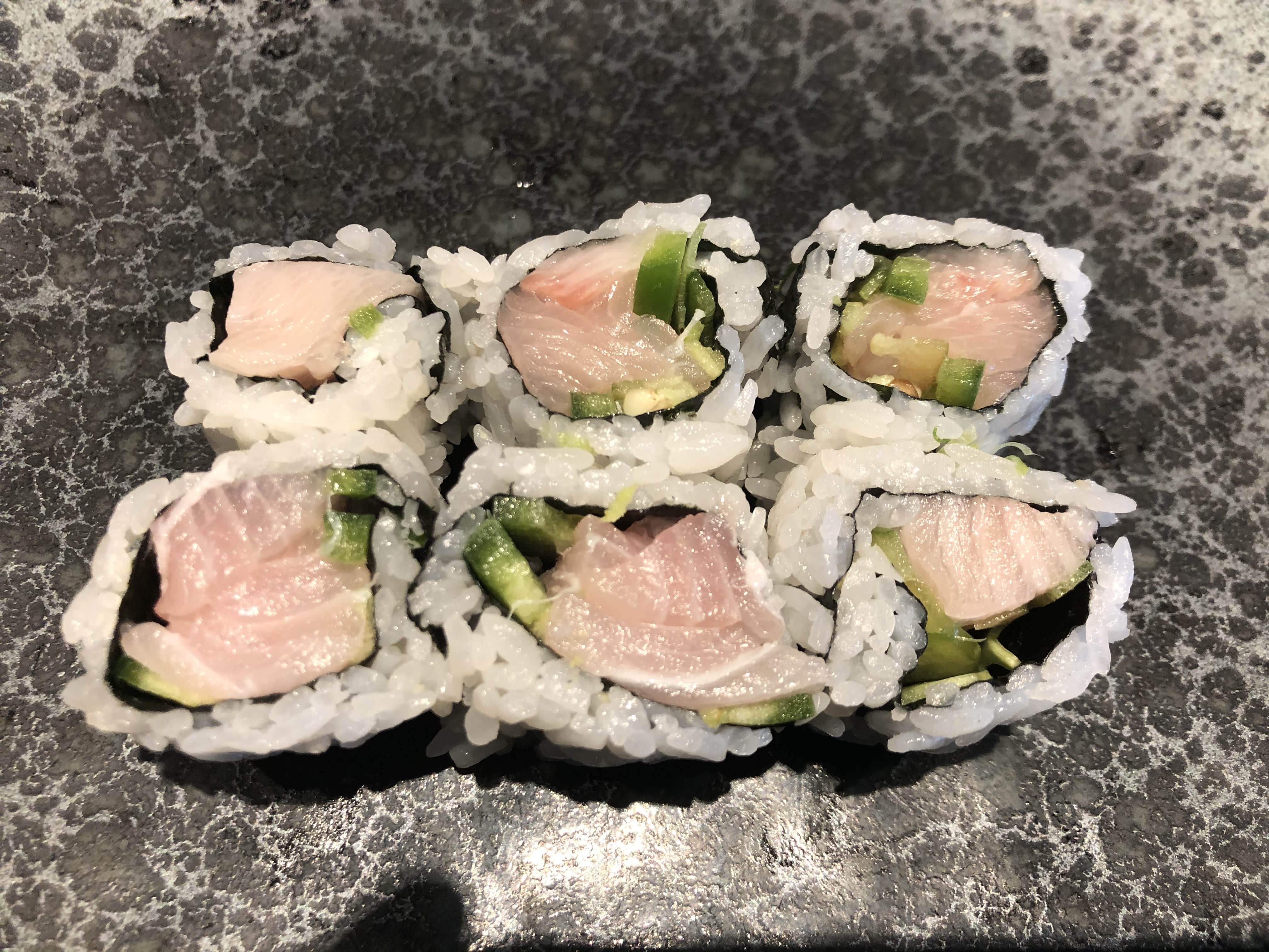 Order Yellowtail Jalapeno Roll food online from Kumo Sushi store, Plainview on bringmethat.com