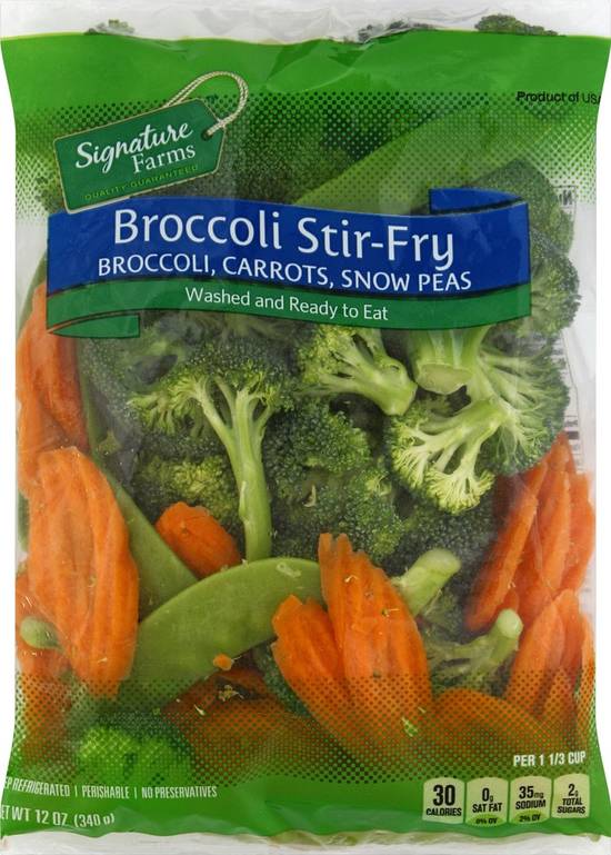 Order Signature Farms · Broccoli Stir Fry with Carrots & Snow Peas (12 oz) food online from Albertsons store, Sherman on bringmethat.com