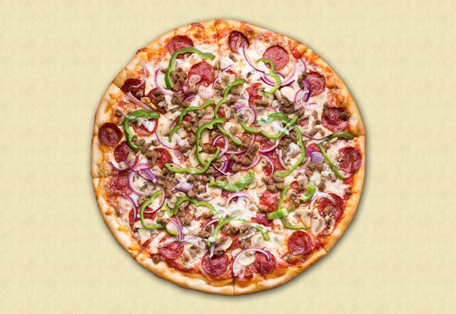 Order Deluxe Supreme Pizza food online from Pizza Express store, Albany on bringmethat.com