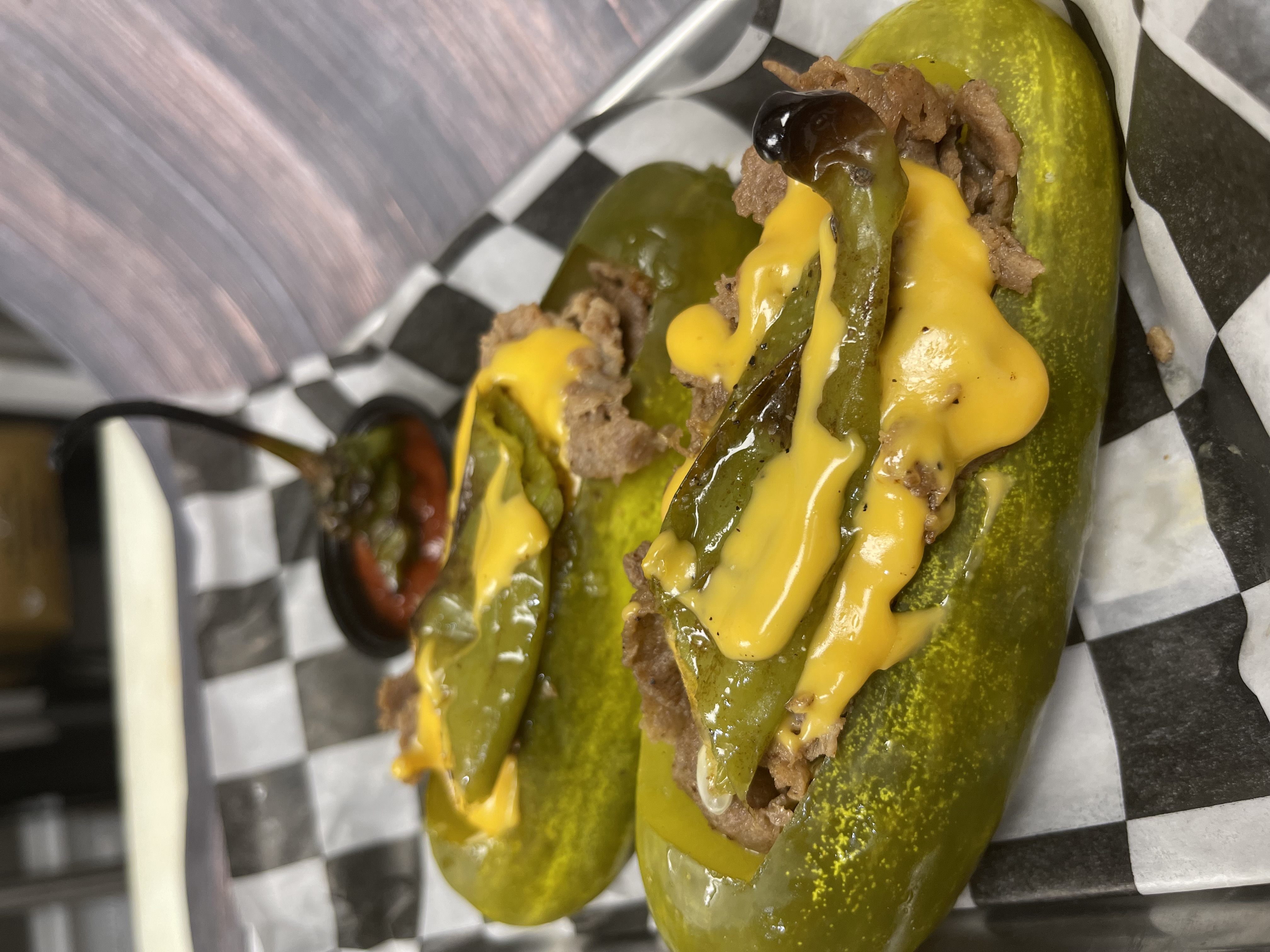 Order STUFFED Cheesesteak Pickle  food online from Hunt Annex Lounge store, Woodlyn on bringmethat.com