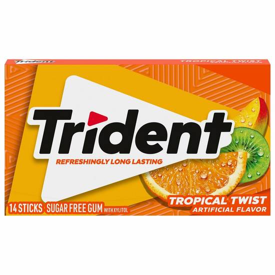 Order Trident Gum - Tropical Twist food online from IV Deli Mart store, Goleta on bringmethat.com