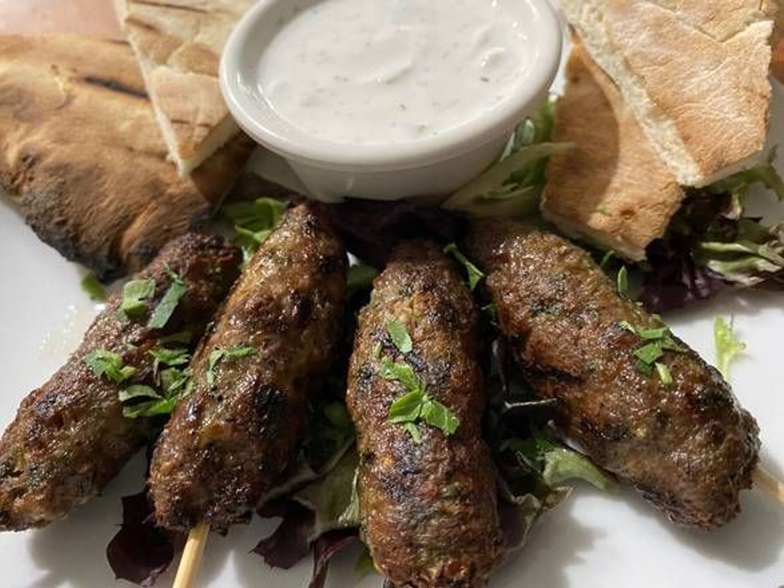Order Greek Style Lamb Kabobs food online from Bollo Woodfired Pizza store, Houston on bringmethat.com