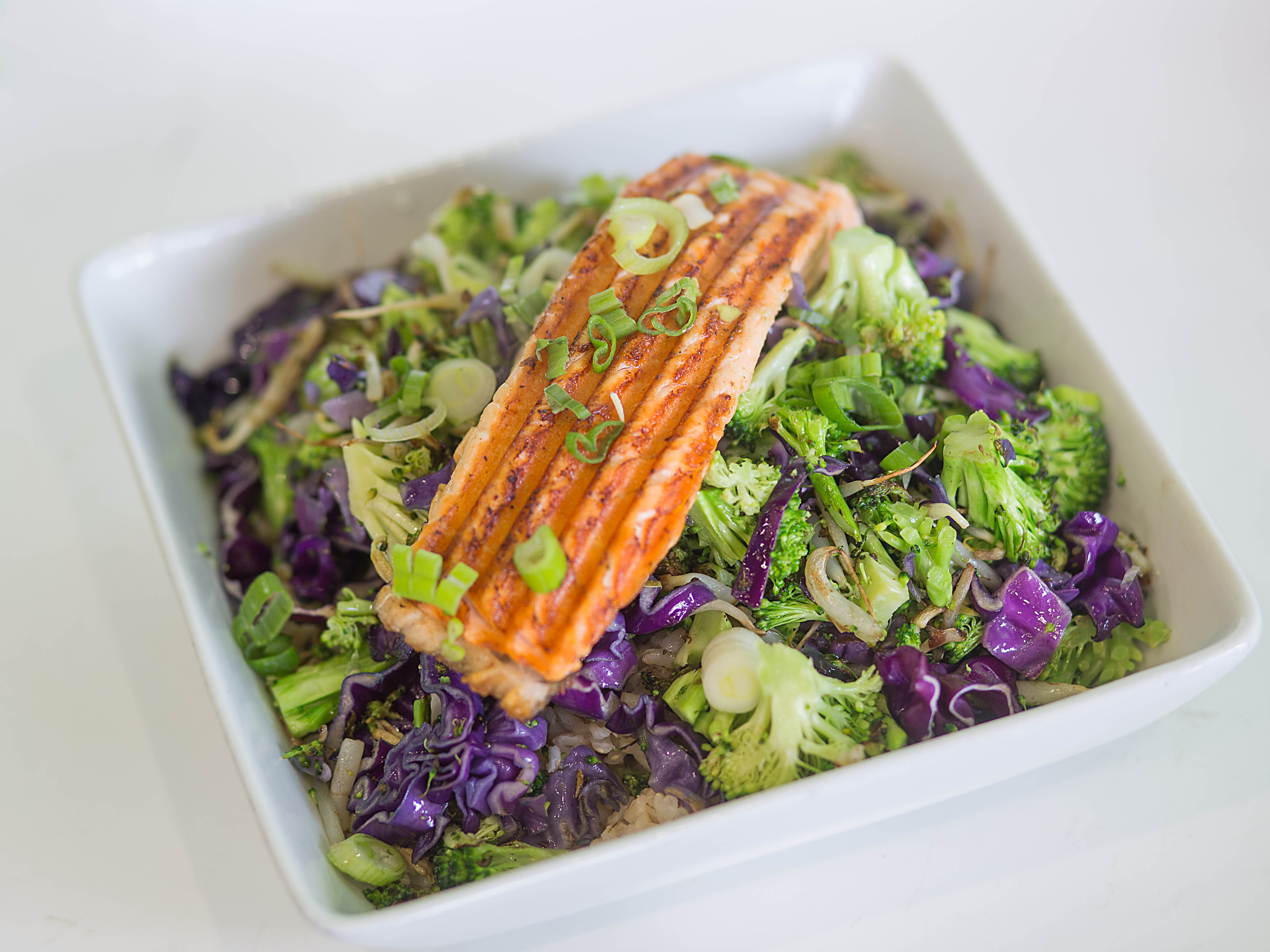 Order Grilled Salmon Bowl food online from Apple A Day Cafe store, Miami Beach on bringmethat.com