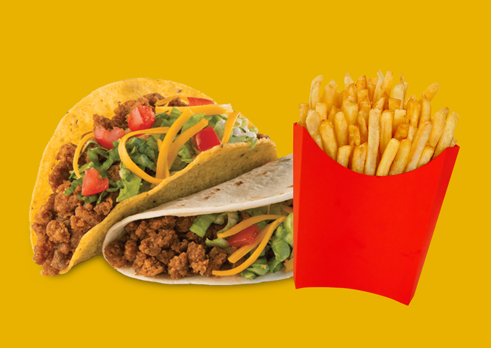 Order 2 Tacos with Fries food online from Baba Famous Steak And Lemonade store, Fort Wayne on bringmethat.com
