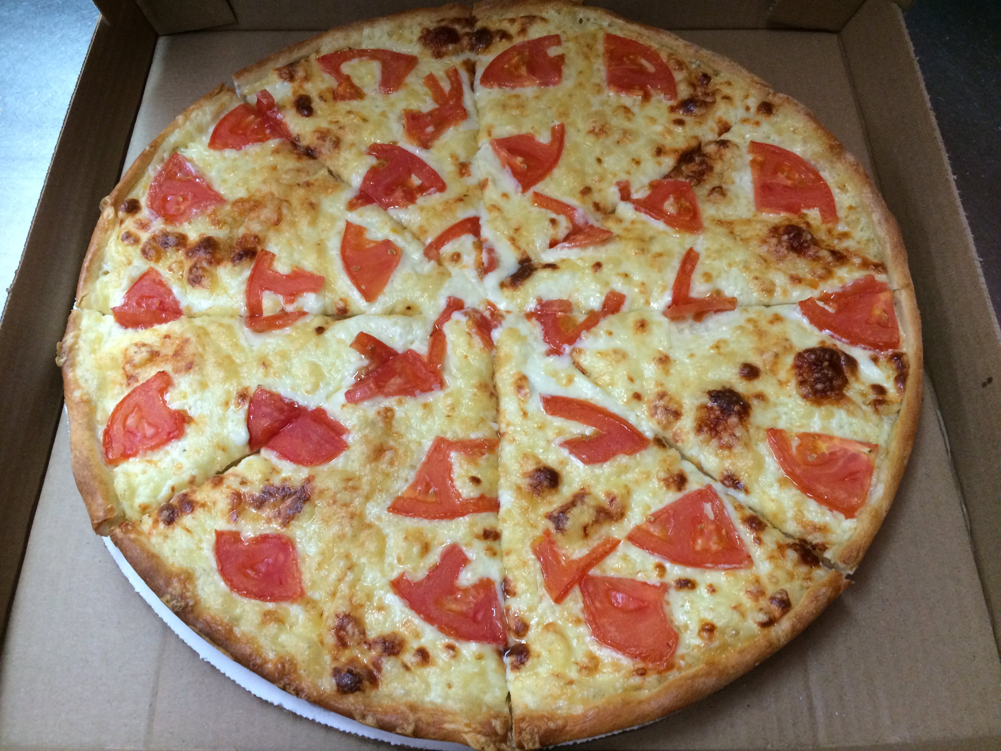 Order 4 Cheese with Tomato Pizza - Small food online from Kelley Square Pizza store, Worcester on bringmethat.com