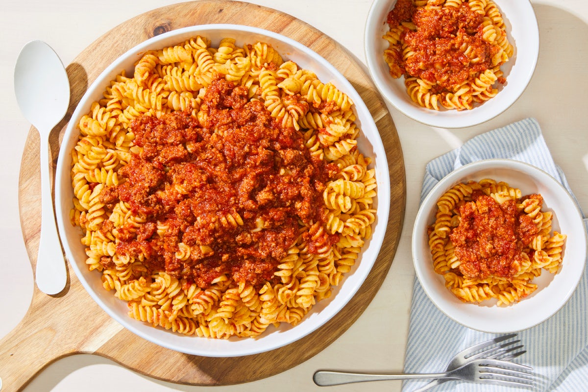 Order CATERING KIDS FUSILLI PASTA WITH MEAT SAUCE food online from California Pizza Kitchen store, Hollywood on bringmethat.com