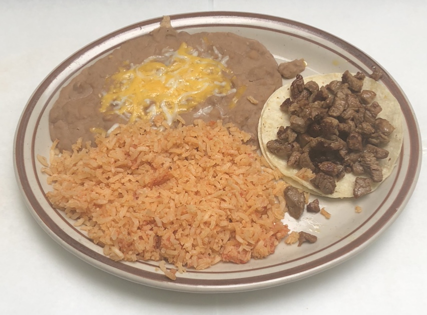Order (1) TACO ,Beans & Rice food online from Papis Tacos y Gorditas store, Paso Robles on bringmethat.com