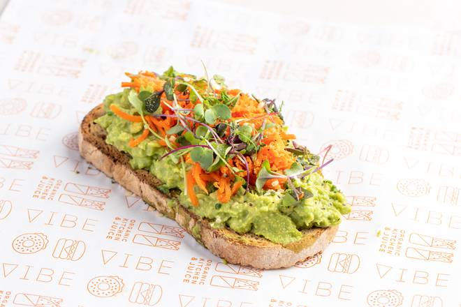 Order Smashed Avocado Toast food online from Vibe Organic Kitchen & Juice store, Newport Beach on bringmethat.com