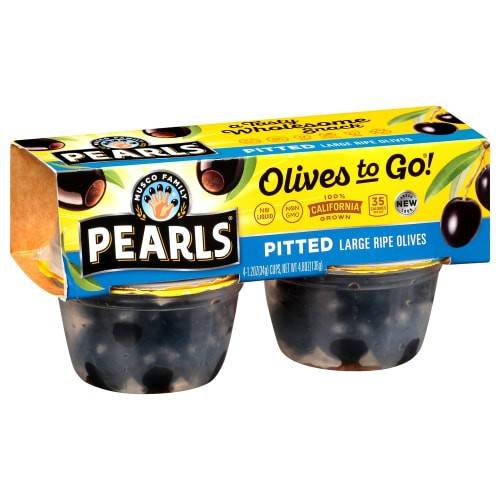 Order Pearls · Pitted Large Ripe Olives to Go (4 x 1.2 oz) food online from Albertsons store, Eugene on bringmethat.com