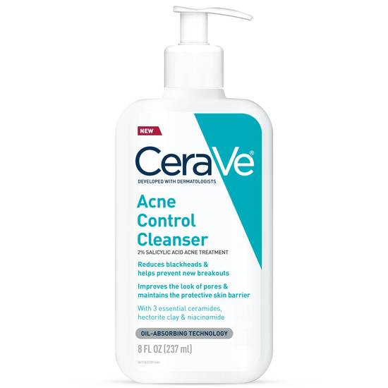 Order CeraVe Acne Control Face Cleanser, 2% Salicylic Acid Acne Treatment Face Wash, 8 OZ food online from Cvs store, MANCHESTER on bringmethat.com