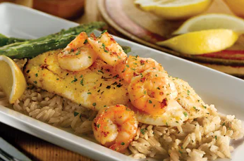Order Grilled Tilapia with Shrimp food online from Perkins Restaurant 3842 store, Grand Forks on bringmethat.com