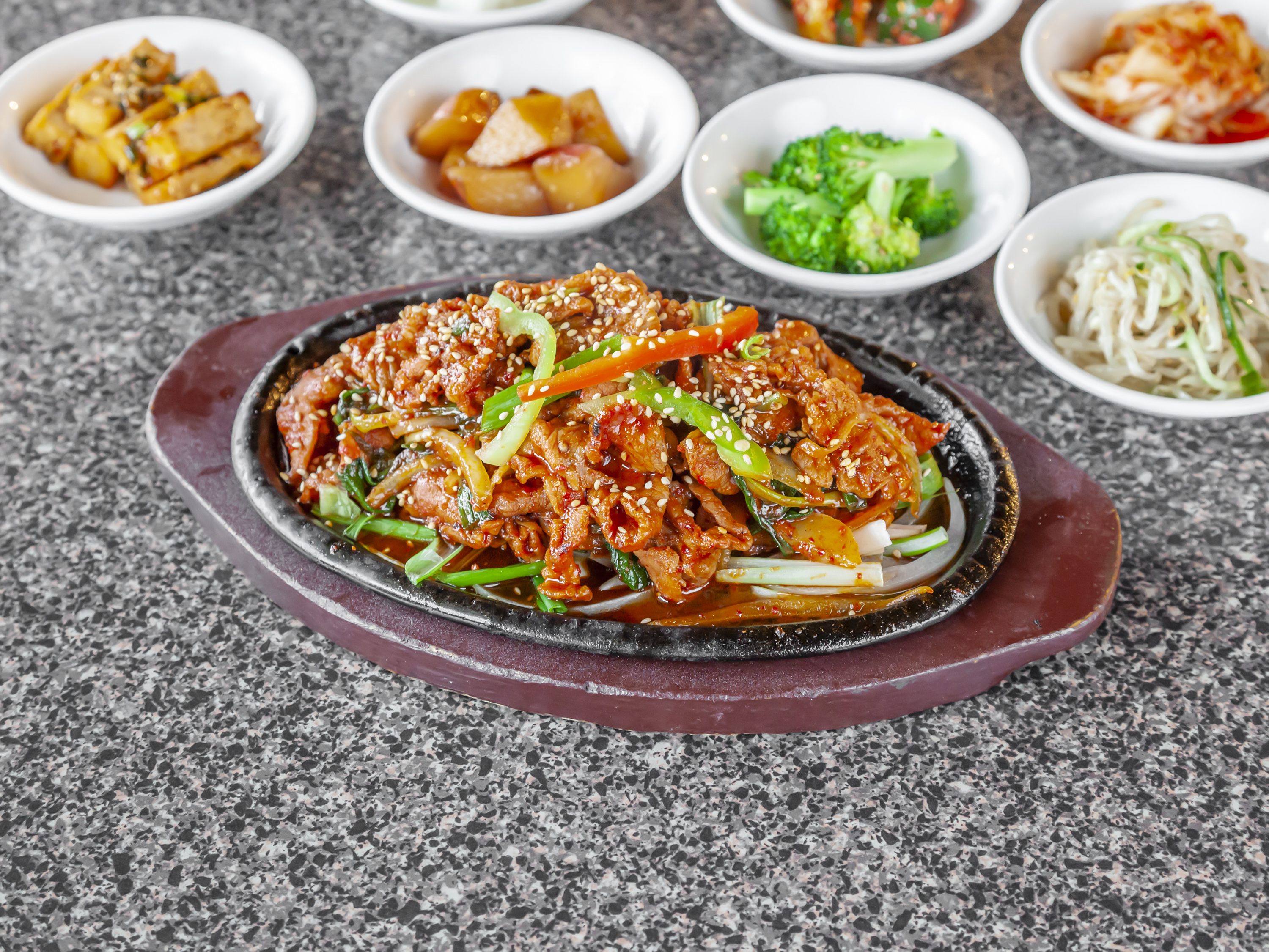 Order Spicy Pork Bulgogi Dinner food online from Stone Korean Restaurant store, Redmond on bringmethat.com
