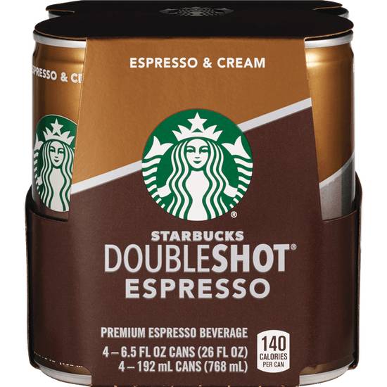 Order Starbucks DoubleShot Espresso+Cream Prem Coffee Dr 4Pk 6.5oz food online from CVS store, DUBLIN on bringmethat.com