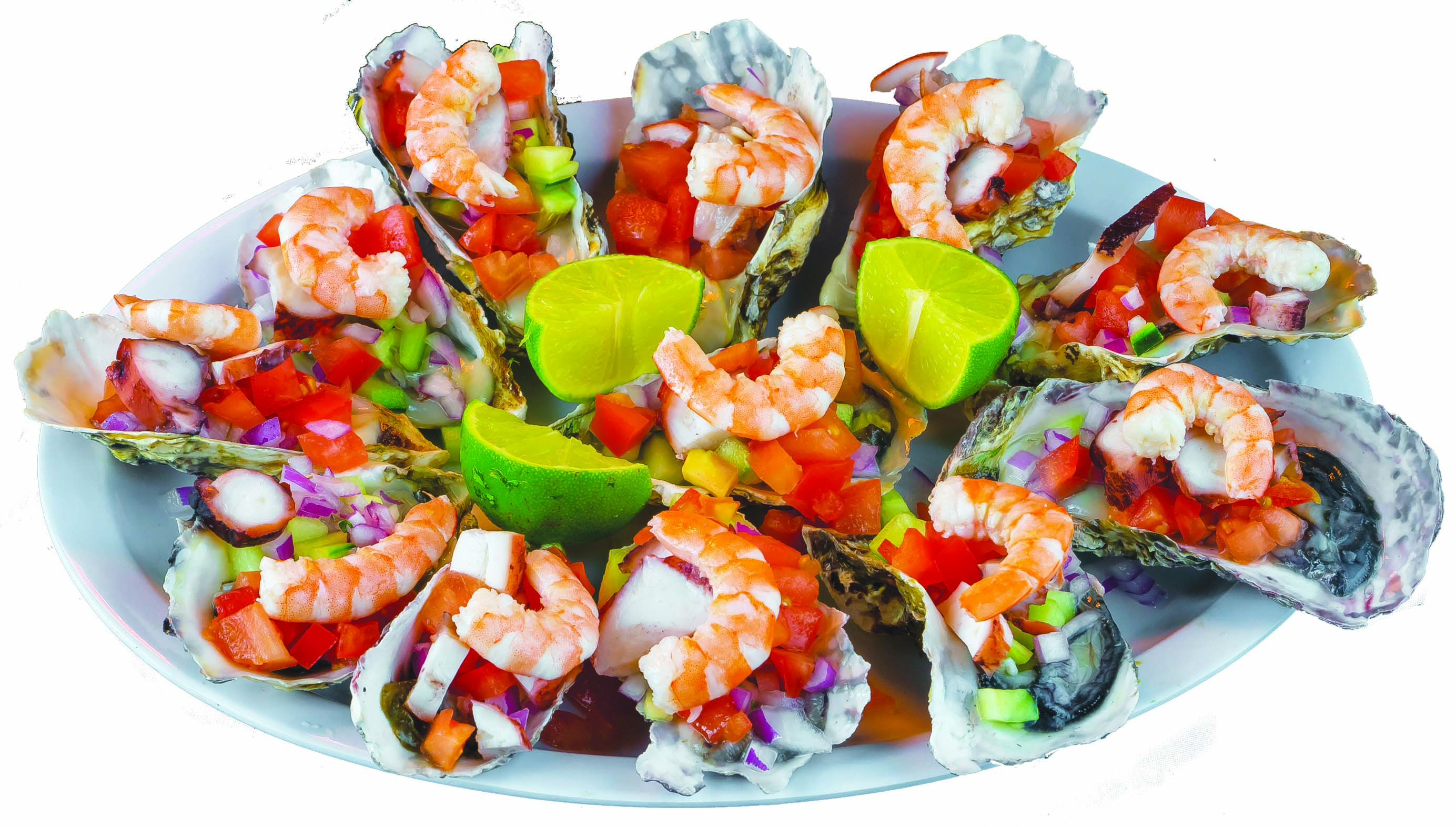 Order 54. Ostiones Especiales con Camaron (1 Dozen) food online from Malta Mexican Seafood store, Lake Forest on bringmethat.com
