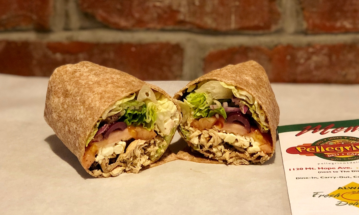 Order *Greek Chicken Wrap food online from Pellegrino's Deli Cafe store, Rochester on bringmethat.com