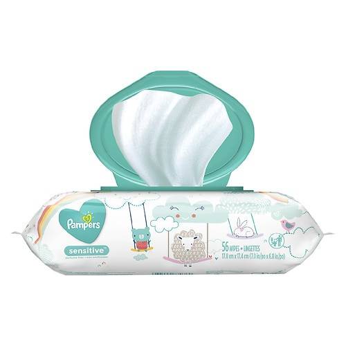 Order Pampers Baby Wipes Sensitive Fragrance-Free - 56.0 ea food online from Walgreens store, CLEARWATER BEACH on bringmethat.com