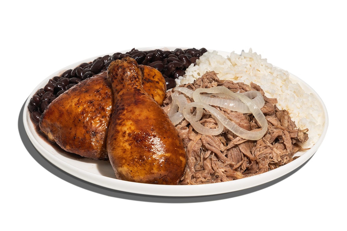 Order 1/4 Chk & Pork Duo - With Rice and Beans food online from Pollo Tropical store, Weston on bringmethat.com