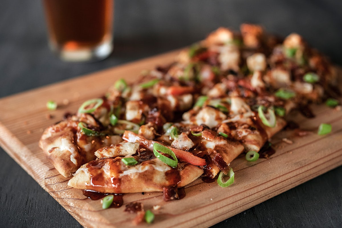 Order Chipotle BBQ Chicken Flatbread food online from World Of Beer store, Richmond on bringmethat.com