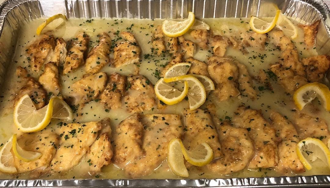 Order Chicken Francese Catering - Half Tray (Serves 10-12 People) food online from Linda's Pizza & Restaurant store, Manchester Township on bringmethat.com
