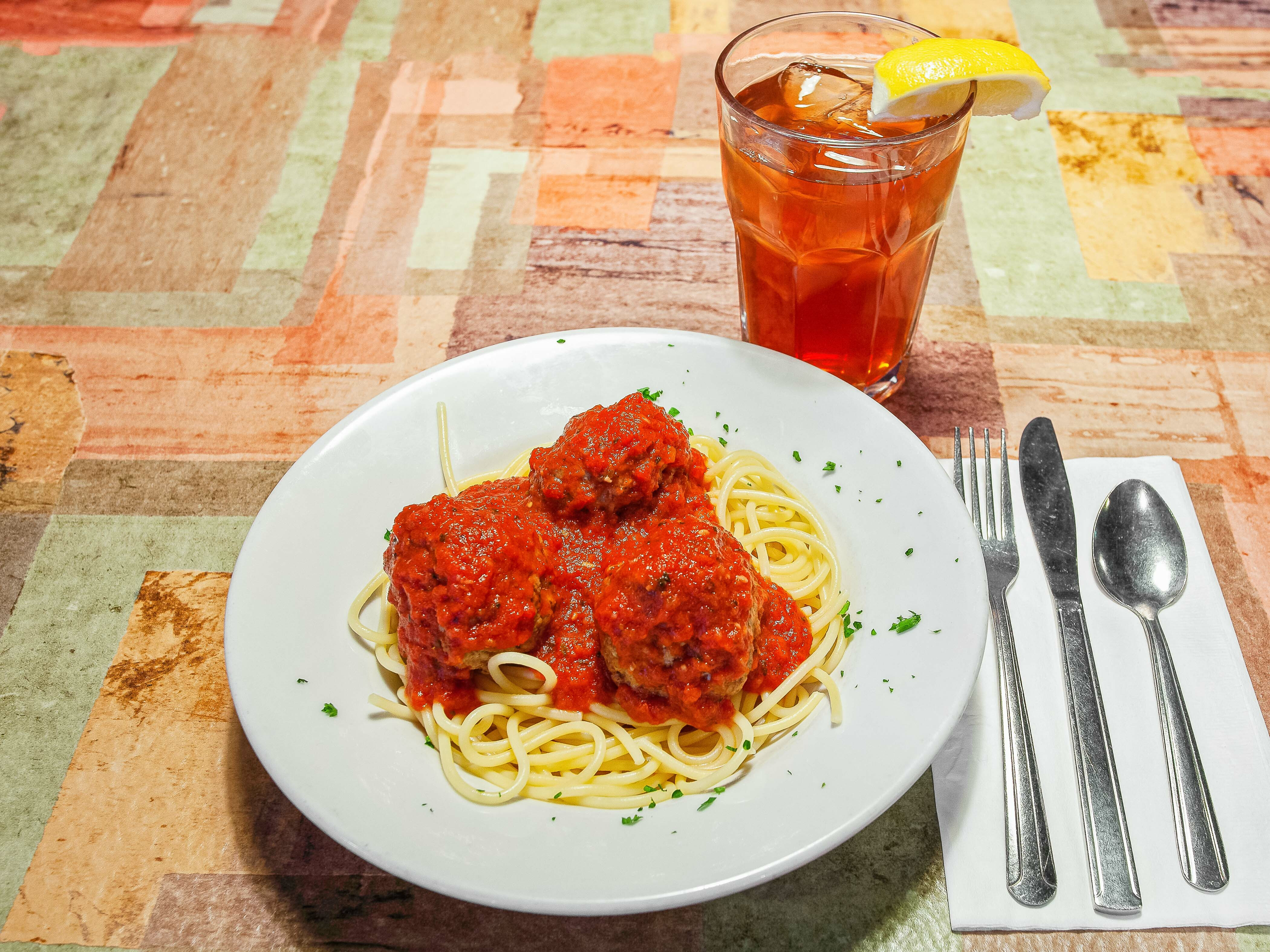 Order Spaghetti and Meatballs food online from Garbage Pizza store, Palm Desert on bringmethat.com