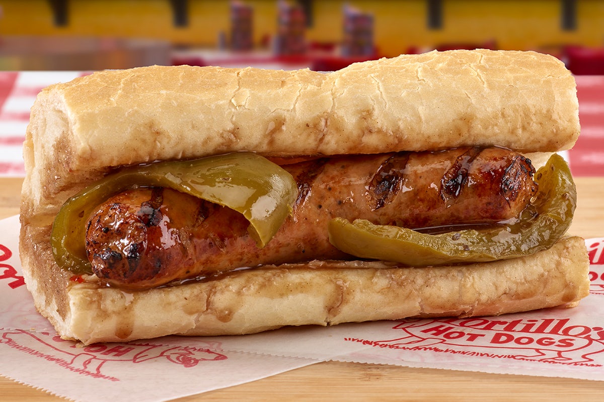Order Char-Grilled Italian Sausage Sandwich food online from Portillo's Hot Dogs store, Oswego on bringmethat.com