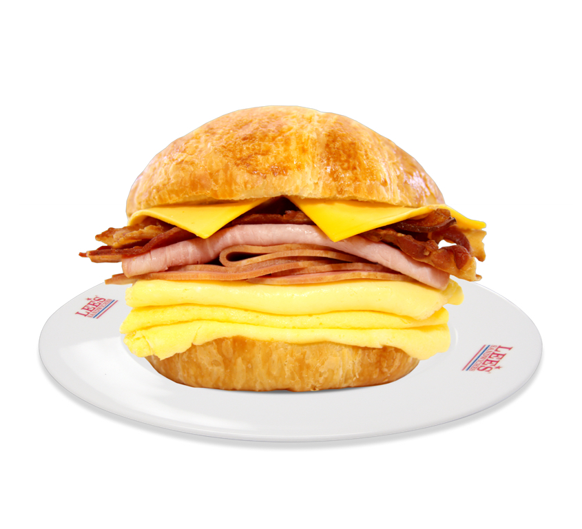 Order 86. Bacon, Egg & Cheese Croissant food online from Lee's Sandwiches store, Arlington on bringmethat.com
