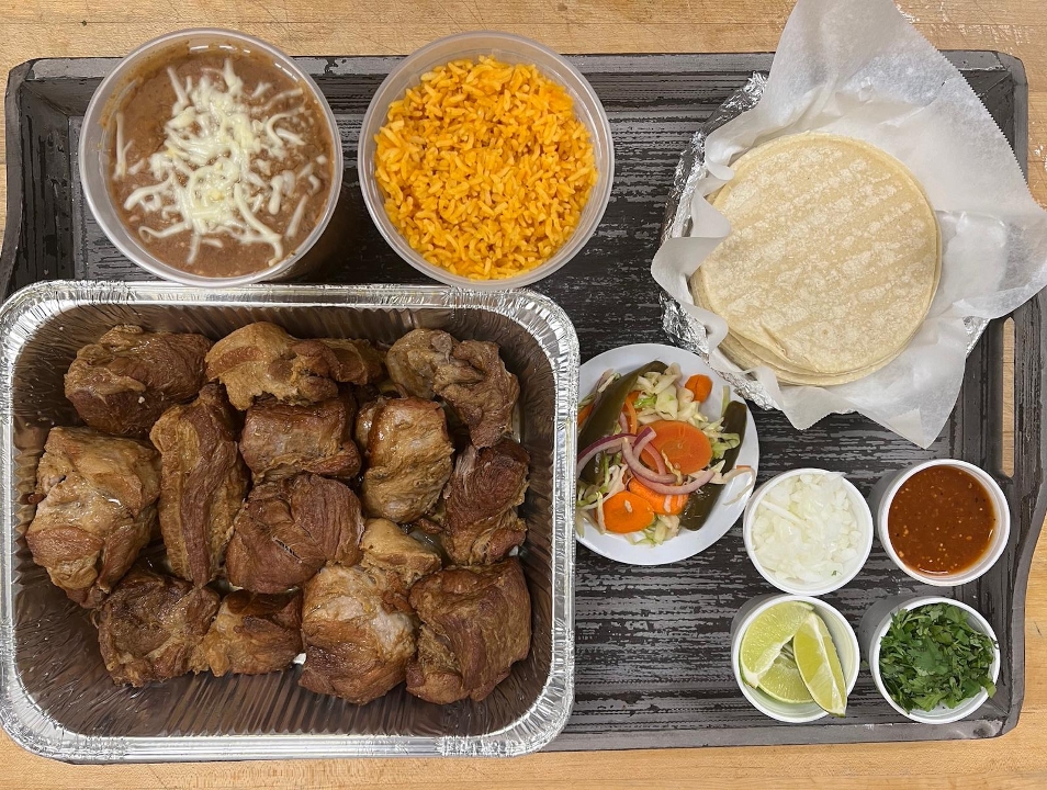 Order Carnitas Package $59 food online from Los Cuates Buffet store, Gilroy on bringmethat.com