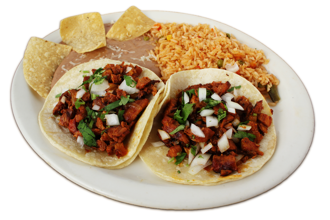 Order .​#19    Two Al Pastor Tacos. food online from La Fogata Mexican Restaurant store, Los Angeles on bringmethat.com