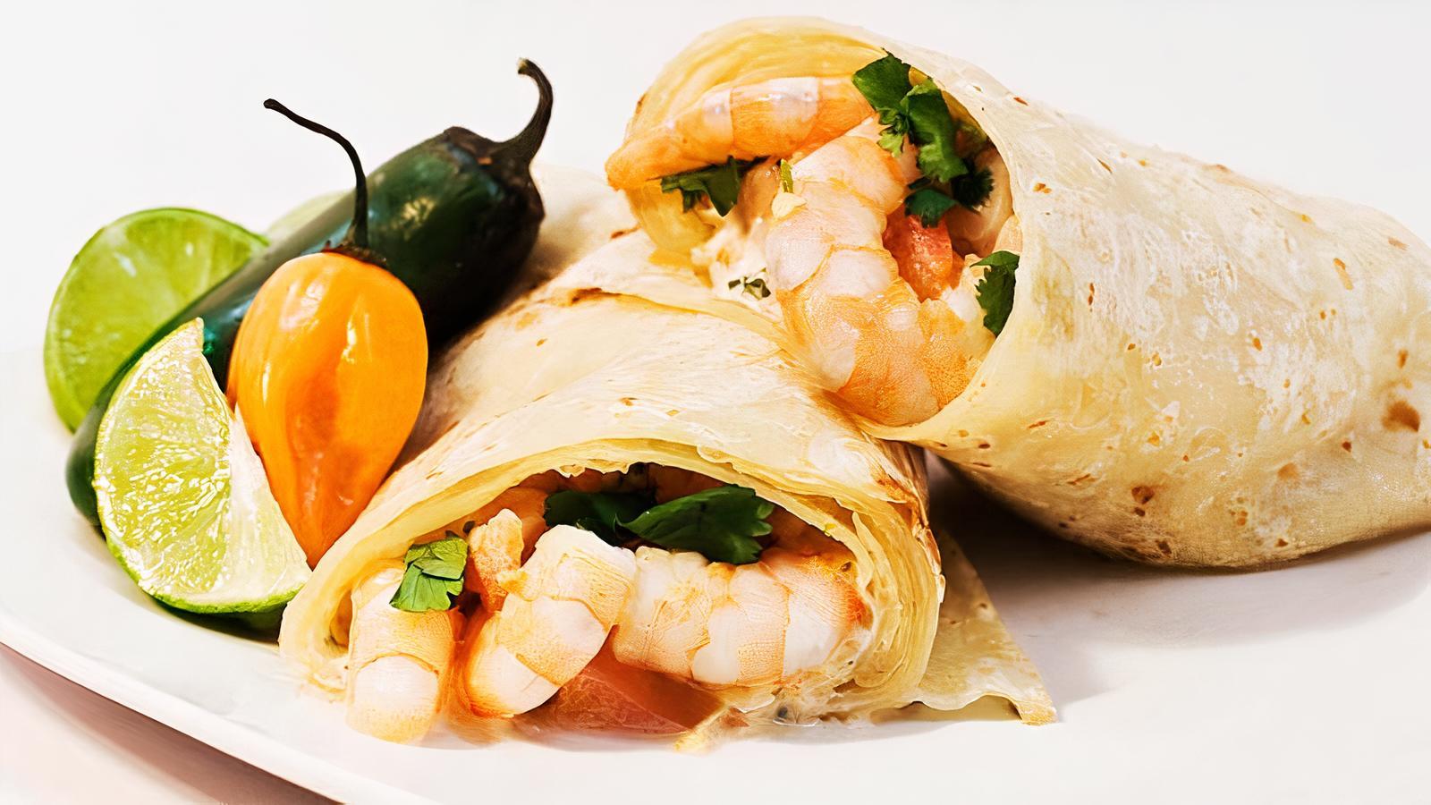 Order * Baja Shrimp Burro food online from Burros & Fries store, El Cajon on bringmethat.com