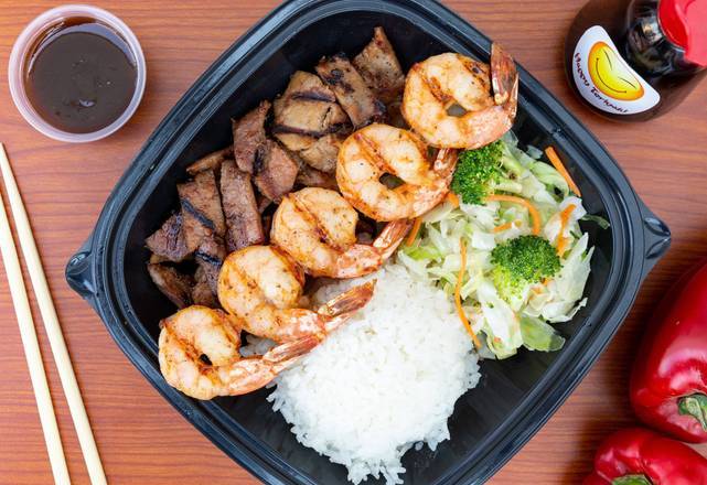 Order Chicken Teriyaki and Grilled Prawn Combo food online from Happy Teriyaki store, Twin Falls on bringmethat.com