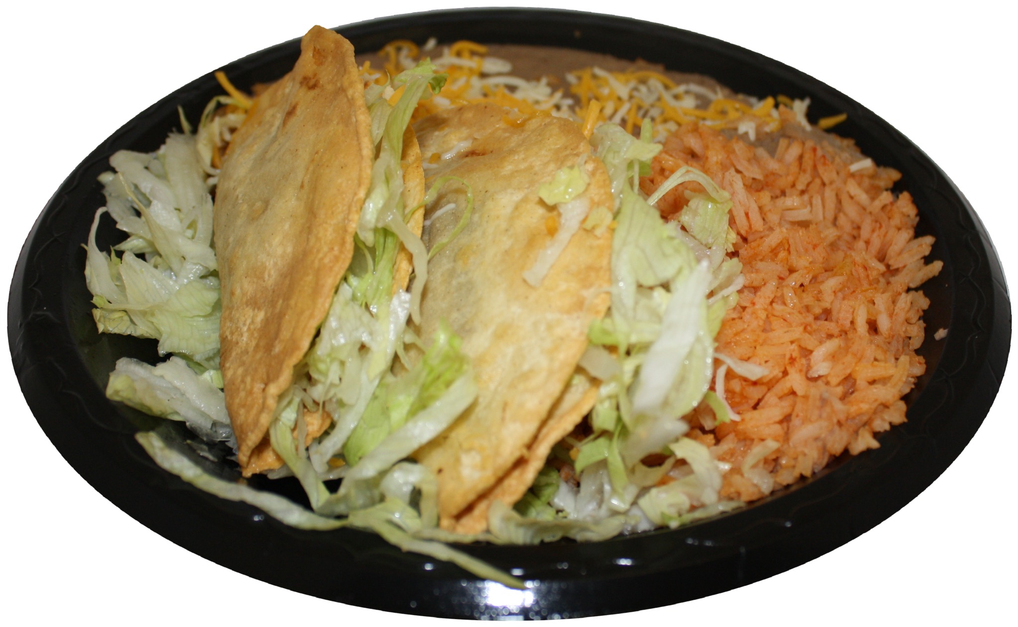 Order 2. Two Shredded Beef Tacos (Hard Shell)  Combination Plate food online from Mi Rico Burrito store, Midvale on bringmethat.com