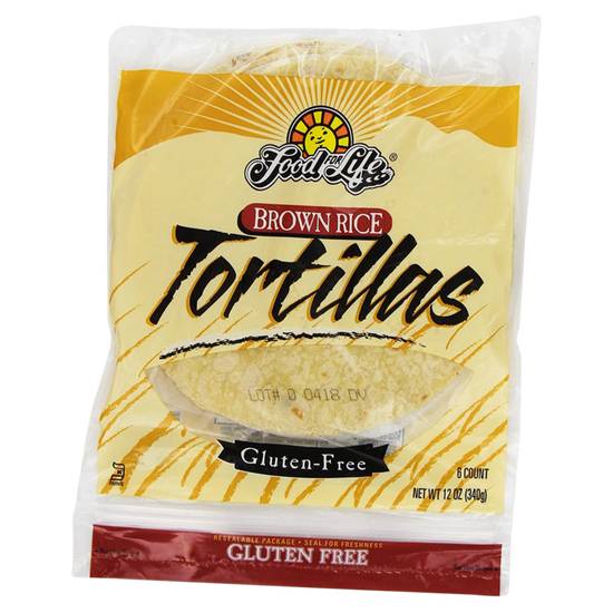 Order Food for Life Gluten Free Brown Rice Tortilla 6ct 12oz, Frozen food online from Everyday Needs by Gopuff store, Escondido on bringmethat.com