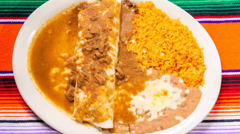 Order 22. Spicy Burrito food online from Maya Mexican Restaurant store, Homewood on bringmethat.com