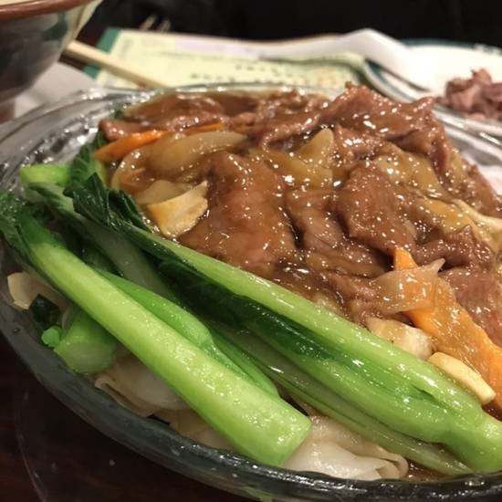 Order Beef Chow Fun w/ Tender Green / 時菜炒牛河 food online from Sam Woo Barbeque store, Alhambra on bringmethat.com