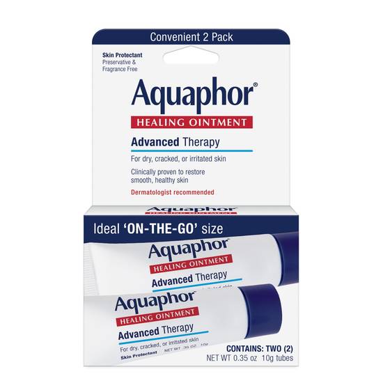 Order Aquaphor Advanced Therapy Healing Ointment Skin Protectant Tube, 0.35 OZ, 2CT food online from CVS store, FRANKFORT on bringmethat.com