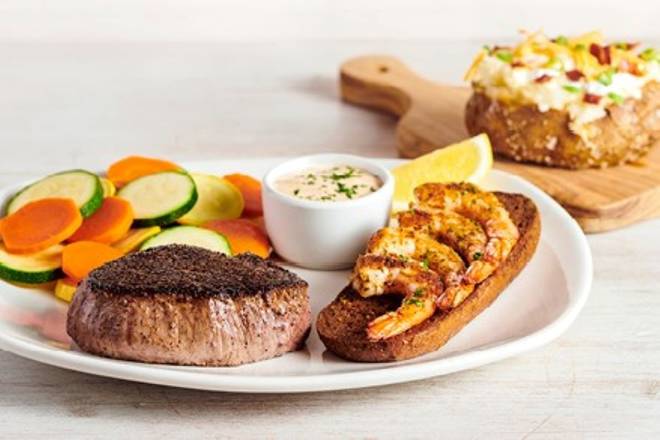 Order Sirloin* & Shrimp on the Barbie food online from Outback Steakhouse store, Foothill Ranch on bringmethat.com