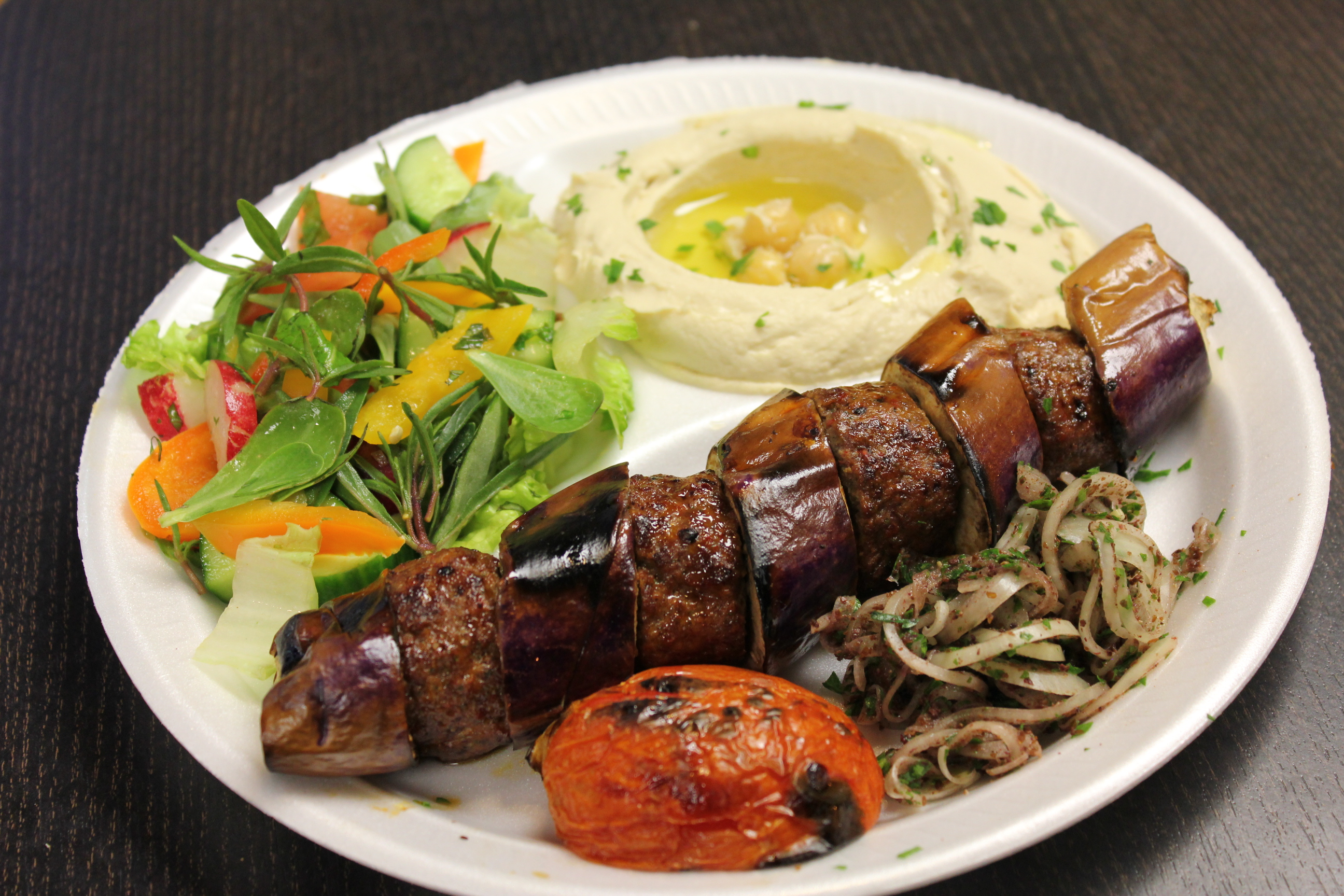 Order Oorfa Kabab Plate food online from Alcazar Fresh Mediterranean Food store, Sherman Oaks on bringmethat.com