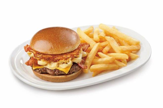Order Bacon Mac N' Cheese Burger food online from Friendly's store, Medford on bringmethat.com