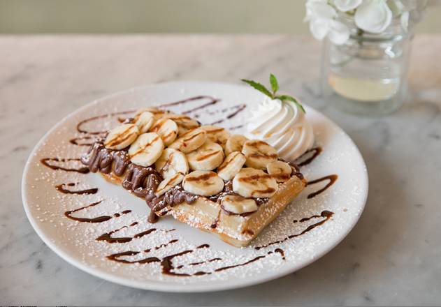 Order DDL Bananas Waffle food online from Sweet Paris Creperie store, Houston on bringmethat.com