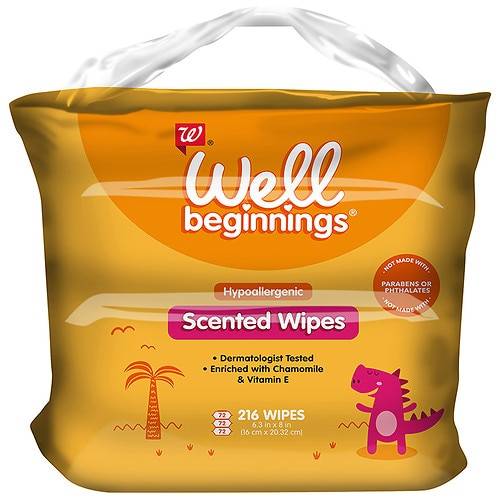 Order Well Beginnings Scented Baby Wipes 3x72 count - 216.0 ea food online from Walgreens store, Houma on bringmethat.com